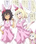  +++ 3girls andou_(girls_und_panzer) animal_ears bangs black_hair blonde_hair blue_eyes blush bob_(you-u-kai) bow brown_eyes closed_mouth collared_shirt commentary_request dark_skin dress dress_lift drill_hair eyebrows_visible_through_hair fake_animal_ears female_pervert frilled_dress frills frown gesture girls_und_panzer green_eyes hair_bow hand_holding hand_on_hip large_bow lifted_by_another long_hair looking_at_another marie_(girls_und_panzer) medium_hair messy_hair motion_lines multiple_girls open_mouth oshida_(girls_und_panzer) pantyhose pervert pink_bow pink_dress rabbit_ears raised_eyebrow red_bow shirt simple_background smile squatting squiggle standing translation_request white_background white_legwear white_shirt 