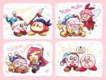  2boys 2girls bandana_waddle_dee bandanna blue_bandana blue_eyes blush blush_stickers bow bowtie brown_eyes cake claws closed_eyes commentary drooling fairy fairy_wings fang food hair_ribbon hallons_kabo hand_on_own_face hat heart holding holding_spear holding_weapon jester_cap kirby kirby_(series) laughing long_hair marx multiple_boys multiple_girls multiple_views nintendo no_arms no_mouth open_mouth pink_hair polearm red_bow red_neckwear red_ribbon ribbon ribbon_(kirby) romaji_text short_hair smile spear speech_bubble susie_(kirby) very_long_hair violet_eyes weapon wings yellow_wings 