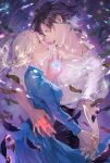  1boy 1girl blue_dress commentary_request crying dress earrings howl_(howl_no_ugoku_shiro) howl_no_ugoku_shiro jewelry long_hair ring smile sophie_(howl_no_ugoku_shiro) studio_ghibli 