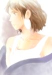  1girl bare_arms breasts brown_eyes brown_hair closed_mouth commentary_request earrings highres jewelry medium_hair mononoke_hime morisawa_taki san solo studio_ghibli 
