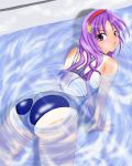  competition_swimsuit hairband king_of_fighters one-piece_swimsuit pool purple_eyes purple_hair snk submerged swimsuit tan tanline violet_eyes 