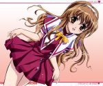  brown_hair curtsey curtsy long_hair nogizaka_haruka nogizaka_haruka_no_himitsu school_uniform skirt skirt_lift 