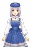  :d atelier_(series) atelier_lilie_alchemist_of_salburg_3 atelier_lilie_another_story bangs blouse blue_dress blunt_bangs bob_cut brown_eyes dress flat_chest grey_eyes gust hat headband hermina heterochromia jewelry looking_at_viewer official_art open_mouth ouse_kohime pendant pleated_skirt purple_hair sash shirt short_hair silver_eyes silver_hair simple_background skirt smile solo standing turtleneck white_background yellow_eyes 