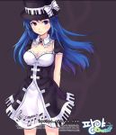  blue_eyes blue_hair dress hat long_hair lowres music pangya ribbon ribbons 