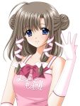  bow brown_hair bun double_bun gloves idol lovely_idol nishimata_aoi ribbon ribbons 