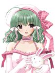  bunny choker elbow_gloves gloves green_hair hat idol lovely_idol nishimata_aoi purple_eyes rabbit ribbon ribbons stuffed_animal stuffed_toy violet_eyes wavy_hair 