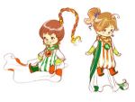  brown_hair cape earrings final_fantasy final_fantasy_iv jewelry lowres necklace official_art open_mouth palom ponytail porom siblings smile twins 
