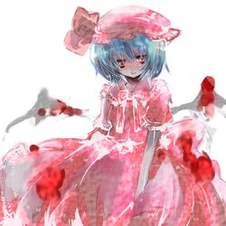  hat i_chi red_eyes remilia_scarlet ribbon ribbons short_hair touhou wings 