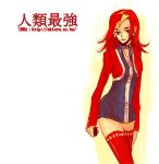  akieru_nomaki dress lipstick red_hair redhead thigh-highs thighhighs zaregoto_series 