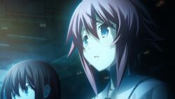  1girl 1other blue_theme brown_hair chaos;child collarbone crying from_side game_cg hair_between_eyes highres looking_to_the_side medium_hair movie_theater non-web_source official_art onoe_serika open_mouth pink_eyes pink_hair railing sad sailor_collar sailor_shirt sasaki_mutsumi shirt short_hair short_hair_with_long_locks stray_hair streaming_tears swept_bangs tears theater tongue white_sailor_collar 
