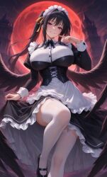  ai-generated breasts high_school_dxd highres himejima_akeno huge_breasts maid non-web_source wings 