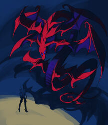  2boys blue_eyes demon_(megami_tensei) extra_eyes full_body highres horns kaosuwaruta looking_at_another multiple_boys multiple_wings protagonist_(smtv) samael_(megami_tensei) shadow shin_megami_tensei shin_megami_tensei_v shin_megami_tensei_v:_vengeance single_horn sketch snake tail wings 