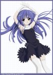 armpits blue_hair dress furude_rika highres higurashi_no_naku_koro_ni purple_eyes thighhighs vector_trace violet_eyes 