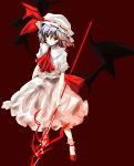  hat polearm remilia_scarlet ribbon ribbons short_hair spear spear_the_gungnir touhou vampire weapon wings 