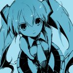  blue_background hatsune_miku monochrome rin_(artist) rin_(royal) simple_background twintails vocaloid 