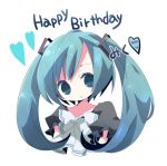  1girl :o ana_(rznuscrf) birthday blue_eyes blue_hair bowtie bust colored_eyelashes eyelashes hatsune_miku long_hair no_nose solo twintails vocaloid 