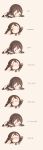  1girl :o =_= absurdres bangs begging black_hair black_legwear blue_hair blue_ribbon blush boots brown_background brown_footwear brown_hair brown_neckwear brown_pants brown_shirt chibi closed_eyes closed_mouth crying girls_frontline hair_between_eyes hair_ornament hair_ribbon hairclip highres jericho_(girls_frontline) korean_text long_hair long_sleeves low_twintails lying military military_uniform multicolored_hair necktie on_stomach open_mouth outstretched_arms pants pantyhose parted_lips ribbon sad shirt short_necktie simple_background solid_oval_eyes streaked_hair tears translation_request twintails uniform user_xkew2474 wavy_mouth white_background 