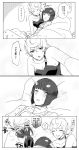  anger_vein angry black_lipstick blood blood_splatter blush bob_cut bruno_buccellati choker comic greyscale hair_ornament hairclip highres jojo_no_kimyou_na_bouken leone_abbacchio lipstick long_hair lznustrpo makeup monochrome rock short_hair slipping smile trish_una vento_aureo 