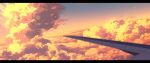  airplane_wing clouds cloudy_sky highres letterboxed light_rays no_humans original outdoors scenery sennotane sky sunbeam sunlight sunset 