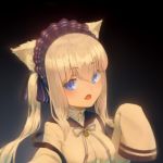  1girl :d absurdres ak4t animal_ear_fluff animal_ears bangs bell black_background blue_eyes blue_ribbon breasts buttons cat_ears commentary_request eyebrows_visible_through_hair fang frilled_hairband frills hair_ribbon hairband highres jingle_bell long_hair looking_at_viewer medium_breasts neck_ribbon open_mouth purple_ribbon ribbon shirane_koyuki shirane_koyuki_channel shirt sidelocks skin_fang sleeves_past_fingers sleeves_past_wrists smile solo striped striped_ribbon suspenders twintails upper_body very_long_sleeves virtual_youtuber white_hair white_shirt 