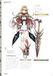  1girl absurdres artist_name bangs bare_shoulders blonde_hair breasts brown_eyes cleavage cleavage_cutout dress earrings eyebrows_visible_through_hair full_body gloves hand_on_hip highres mythra_(xenoblade) holding jewelry long_hair looking_at_viewer nintendo official_art page_number saitou_masatsugu scan short_dress simple_background smile standing sword thigh_strap tiara turtleneck weapon white_background xenoblade_(series) xenoblade_2 