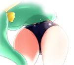  1girl aqua_hair ass back blue_swimsuit close-up fate/grand_order fate_(series) from_below hasai_(mekkan) highres kiyohime_(fate/grand_order) kiyohime_(swimsuit_lancer)_(fate) long_hair low_ponytail one-piece_swimsuit solo swimsuit very_long_hair 