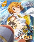  blonde_hair blush hero ibuki_tsubasa idolmaster_million_live!_theater_days red_eyes short_hair smile wink 