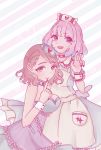  brown_hair deresute green_eyes idolmaster idolmaster_cinderella_girls nurse pink_hair red_eyes riamu_yumemi wings yanagi_kiyora 