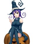  hat purple_hair soul_eater thigh-highs thighhighs witch_hat yellow_eyes 