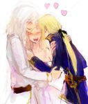  cain_highwind cecil_harvey closed_eyes final_fantasy final_fantasy_iv hug kain_highwind mimic_(artist) open_mouth ponytail ribbon rosa_farrell smile sword weapon white_hair 
