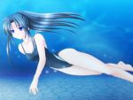  blue_eyes competition_swimsuit long_hair one-piece_swimsuit ponytail swimming swimsuit underwater 