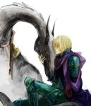  blonde_hair cain_highwind closed_eyes dragon dragoon final_fantasy final_fantasy_iv hug kain_highwind mimic_(artist) scarf sitting smile 