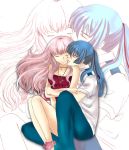  1girl blue_hair couple long_hair macross macross_frontier pink_hair saotome_alto sheryl_nome 