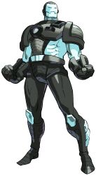  1990s_(style) 1998 1boy absurdres armor bengus capcom clenched_hands game_cg grey_armor helmet highres iron_man_(series) male_focus marvel marvel_vs._capcom non-web_source official_art power_armor retro_artstyle shoulder_armor solo war_machine western_comics_(style) 
