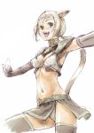  bad_id blonde_hair branch_(artist) branch_(blackrabbits) circlet fang fangs final_fantasy final_fantasy_xi flat_chest mithra short_hair solo tail thigh-highs thighhighs 