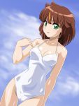  green_eyes highlights one-piece one-piece_swimsuit short_hair sky sweet_(zoids) swimsuit white_swimsuit zoids zoids_fuzors 