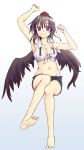  black_wings breasts casual cleavage izana_minagi shameimaru_aya shorts touhou wings 