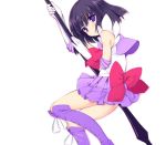  bishoujo_senshi_sailor_moon bob_cut boots elbow_gloves gloves kurasuke magical_girl polearm purple_eyes purple_hair sailor_saturn short_hair skirt solo staff tiara tomoe_hotaru violet_eyes weapon 