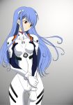  ayanami_rei ayanami_rei_(cosplay) blue_hair cosplay crazy_clover_club long_hair maria-sama_ga_miteru neon_genesis_evangelion plugsuit red_eyes shirotsumekusa solo thigh_gap toudou_shimako 