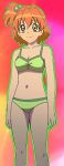  1girl 2015 bikini breasts cleavage closed_mouth fresh_precure! green_bikini green_swimsuit headshop iguana_bikini legs one_side_up precure smile solo standing swimsuit yamabuki_inori 