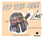  1girl abineko angle armband artist_name character_name covered_face dab_(dance) english_text girls_frontline grey_hair hood hooded_jacket jacket namesake side_ponytail solo ump45_(girls_frontline) 