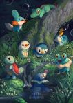  6+others :&lt; artist_name beak bubble clockbirds creatures_(company) fang flower forest froakie frown game_freak gen_1_pokemon gen_2_pokemon gen_3_pokemon gen_4_pokemon gen_5_pokemon gen_6_pokemon gen_7_pokemon gen_8_pokemon grass highres leaf mudkip multiple_others nature nintendo no_humans open_mouth oshawott partially_submerged piplup pokemon pokemon_(creature) popplio sobble squirtle tail totodile turtle_shell water waterfall 