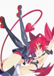  1girl bikini_top black_footwear boots bracelet demon_girl demon_tail demon_wings disgaea etna jewelry leather looking_at_viewer mini_wings official_art pointy_ears red_eyes red_wings redhead simple_background solo tail thigh-highs thigh_boots white_background wings 