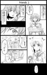  2girls =3 akiyama_yukari bangs blouse bob_(you-u-kai) book building chair chopsticks closed_eyes closed_mouth comic desk english_text eyebrows_visible_through_hair frown girls_und_panzer greyscale holding holding_book holding_chopsticks leaning_forward long_sleeves looking_at_another messy_hair miniskirt monochrome motion_lines multiple_girls neckerchief nishizumi_miho obentou ooarai_school_uniform open_mouth pleated_skirt school_chair school_desk school_uniform serafuku short_hair sitting skirt smile standing sweatdrop tearing_up thermos translation_request trembling 