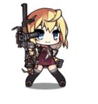  1girl :d ^_^ ahoge animated animated_gif as_val as_val_(girls_frontline) assault_rifle bangs black_legwear blonde_hair blue_eyes blush_stickers boots breasts closed_eyes closed_eyes coat dress girls_frontline gun hair_ornament holding long_hair long_sleeves lowres mod3_(girls_frontline) neckerchief object_hug official_art open_clothes open_coat open_mouth purple_dress rifle saru scarf smile solo stuffed_animal stuffed_toy teddy_bear thigh-highs weapon white_neckwear 