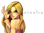  1girl artist_name back blonde_hair blue_eyes bracelet character_name cornelia_hale jewelry long_hair shricka solo teeth w.i.t.c.h. watermark web_address white_background 