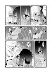  2girls bandages blush closed_eyes greyscale highres kiss konno_junko licking long_hair looking_at_another mizuno_ai monochrome multiple_girls ooshima_tomo open_mouth patchwork_skin sample shirt short_hair stitches striped striped_shirt tears tongue tongue_out translation_request yuri zombie_land_saga 