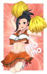  1girl absurdres black_eyes black_hair blush boku_no_hero_academia breasts cheerleader eyebrows_visible_through_hair highres large_breasts looking_at_viewer nas_(z666ful) open_mouth patreon_username pleated_skirt pom_poms skirt solo yaoyorozu_momo 