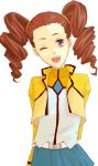  brown_hair drill_hair gundam gundam_00 mileina_vashti shin_ha twintails wink 