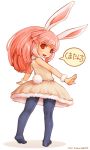  bunny_ears bunny_tail kumatanchi long_hair looking_back outstretched_arms pantyhose pink_hair rabbit_ears rabi-tan red_eyes shigatake spread_arms tail 